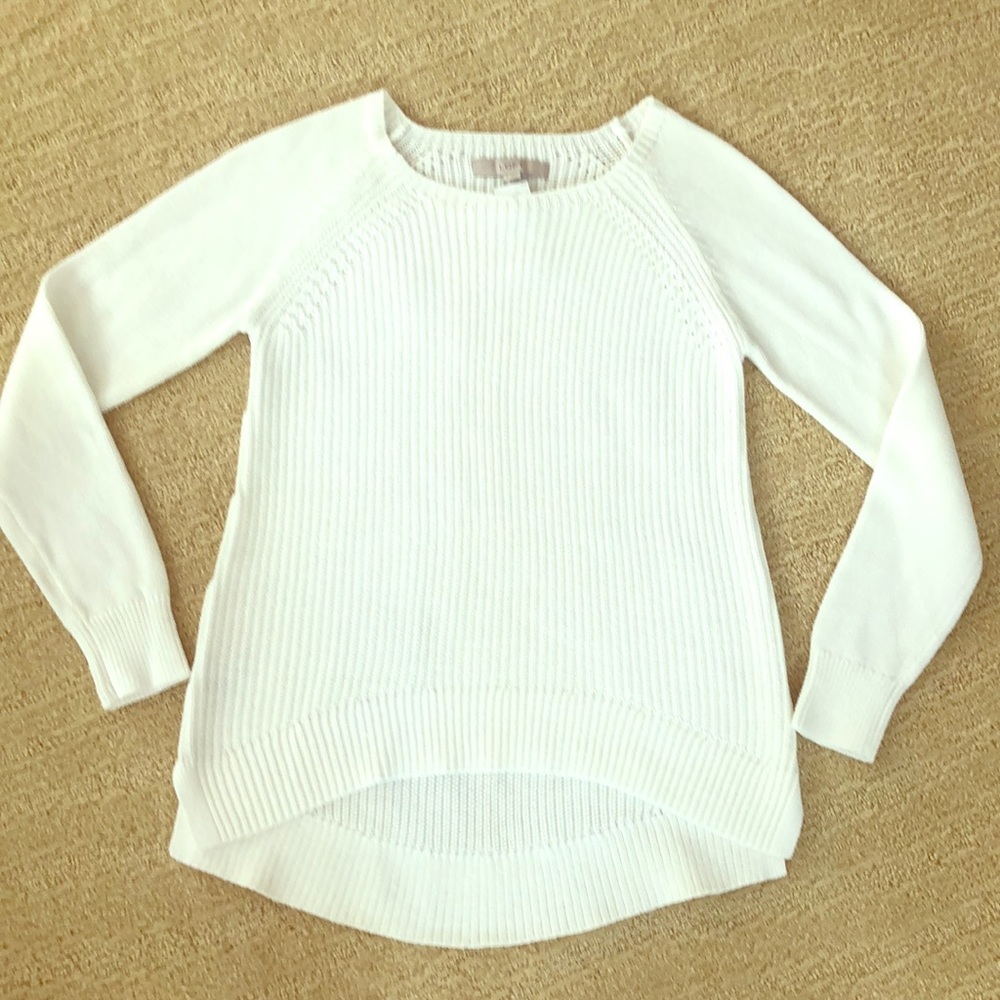 LOFT white cotton shirt tail sweater size small